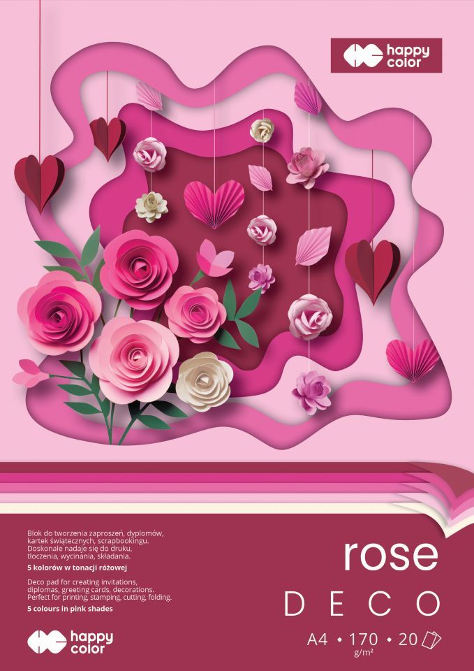 Blok Hobby Deco Rose 170g A4/20 5 kolorów Happy Color HA 7842 2030-RS GDD