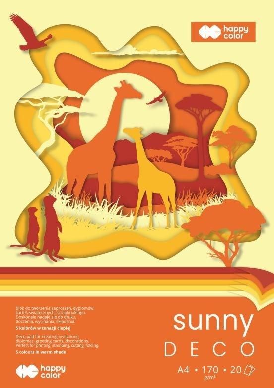 Blok Hobby Deco Sunny 170g A4/20k 5 kolorów Happy Color HA 7842 2030-SN