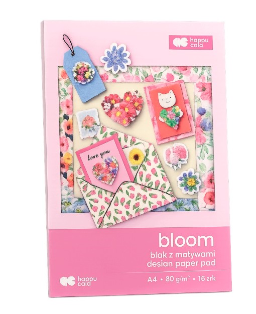 Blok z motywami BLOOM A4/16ark 80g 28 motywów Happy Color HA 3808 2030-BL