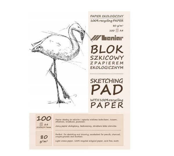 Blok szkicownik jasny A4/100ark. 80g.Leniar 90891