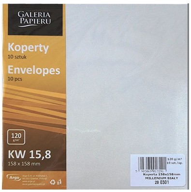 Koperta 158x158 Millenium biały (10szt.) 120g Argo [282301]