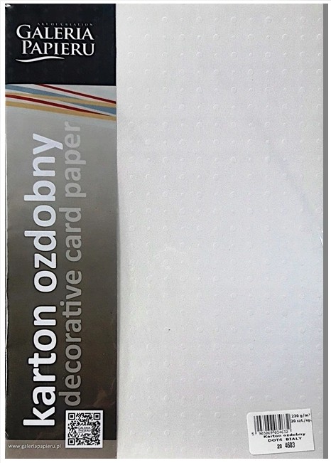 Karton ozdobny A4 20 arkuszy Dots biały Argo 230g