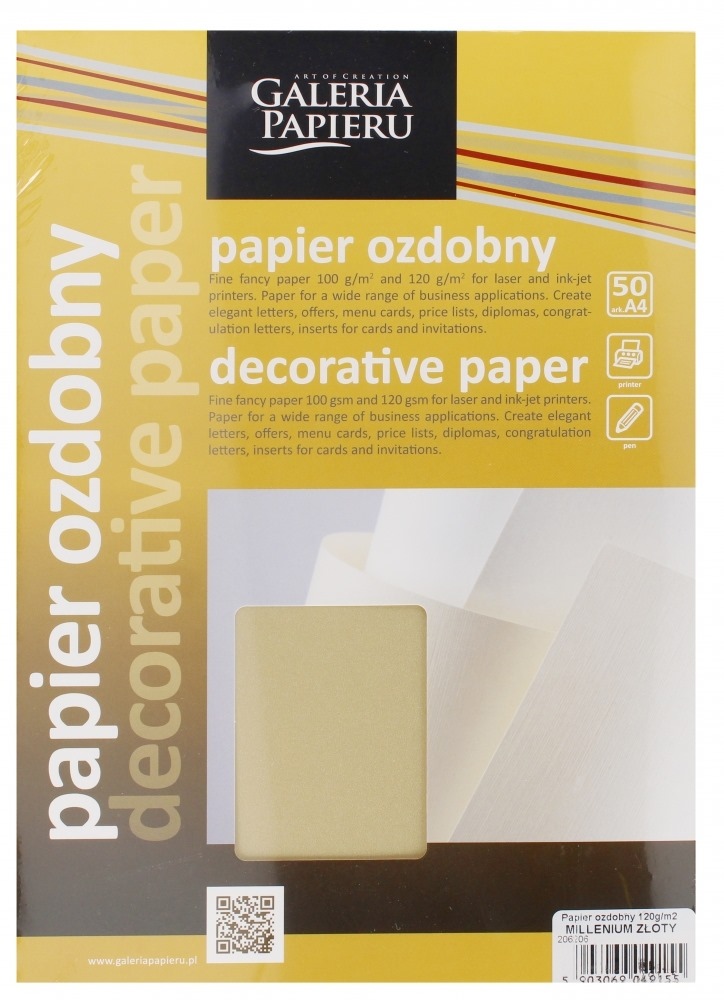 Papier ozdobny A4 (50) Millenium złoty  120g Argo 206206