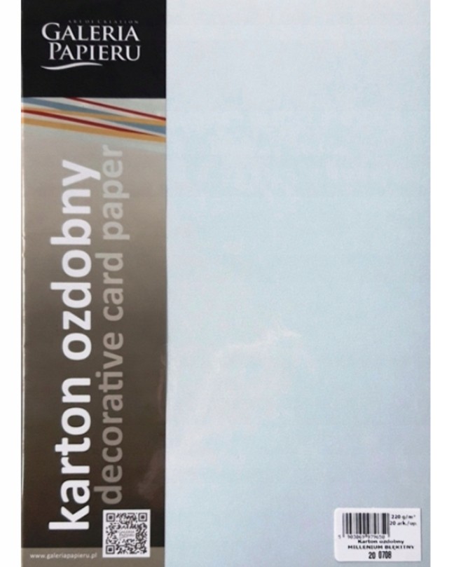 Karton ozdobny A4 20szt. millenium błękitny Argo 220g