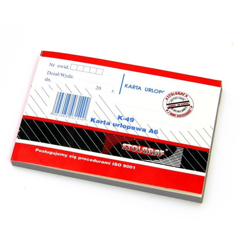 Karta urlopowa A6 Os330 K49 samokopia