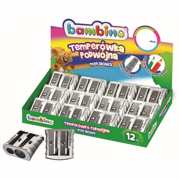 Temperówka podwójna  metalowa  Bambino 1szt Majewski 002991
