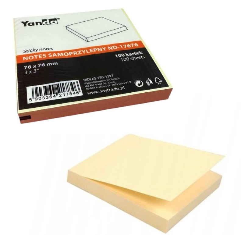 Notes samoprzylepny Yanda 76x76 mm ND-17676 150-1397 Kw Trade