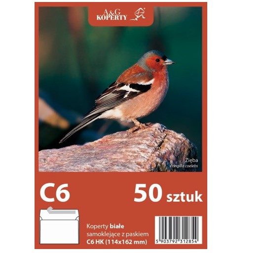 Koperta C6/50 biała HK foliowana