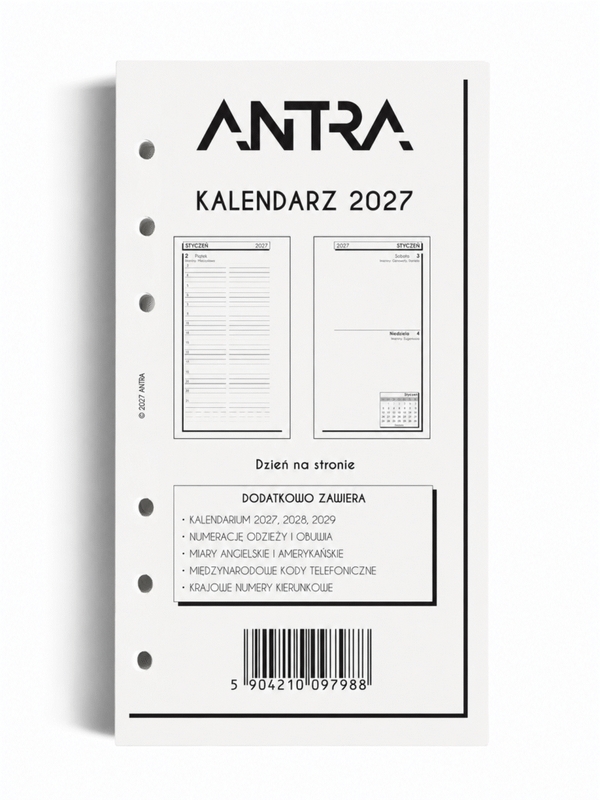 Wkład kalendarzowy B6 dzienny Antra