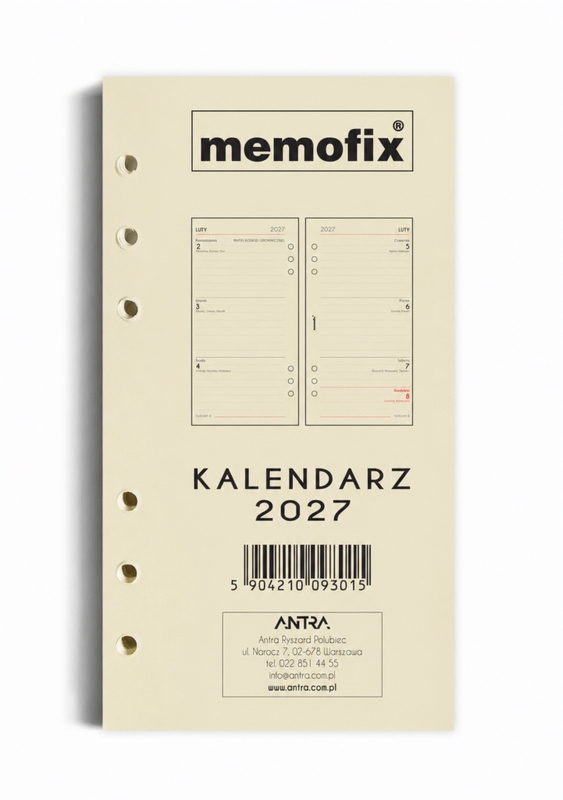 Wkład kalendarzowy B6 Memofix tygodniowy Antra