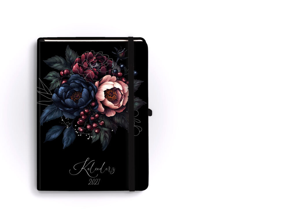 Kalendarz A5 Botanical dzienny Velvet Antra