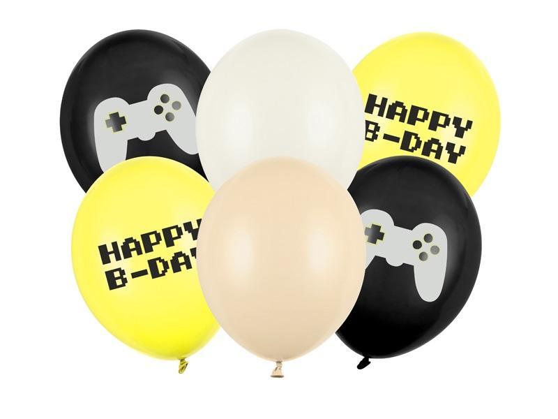 Balony gumowe 30cm Happy B-day 6szt SB14P-336-000-6 PartyDeco