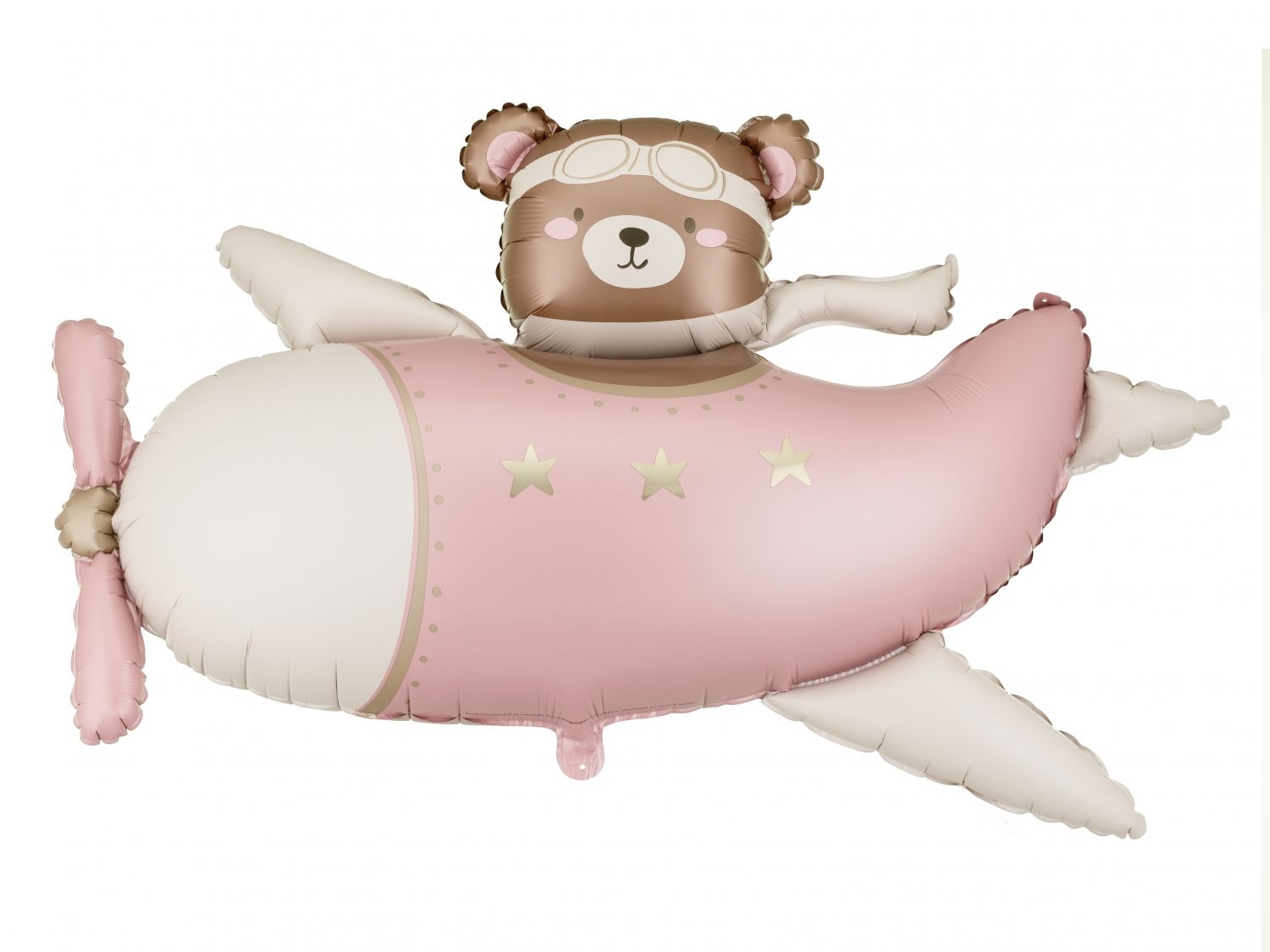 Balon foliowy Miś w samolocie 94x61cm jasny różowy FB383-081J PartyDeco