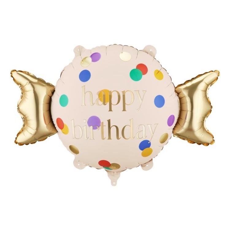 Balon foliowy Cukierek "Happy Birthday" 61x37cm FB386 PartyDeco