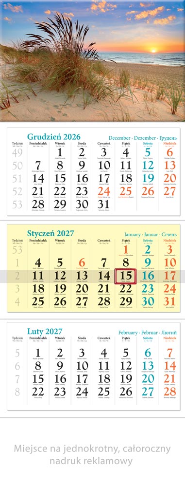 Kalendarz trójdzielny KT02 Plaża Lucrum