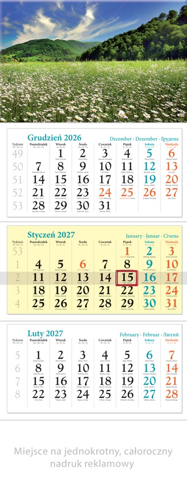 Kalendarz trójdzielny KT04 Łąka Lucrum