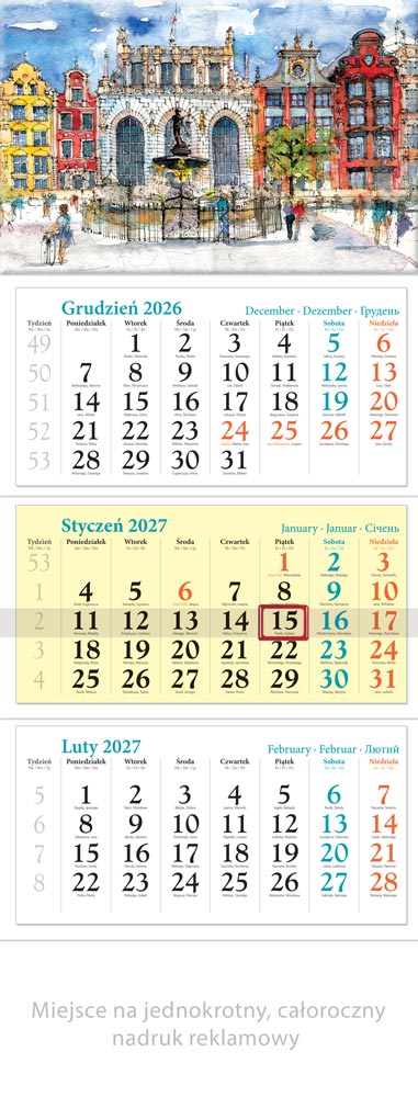 Kalendarz trójdzielny KT08 Gdańsk Lucrum