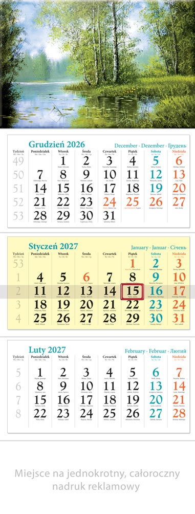Kalendarz trójdzielny KT09 Rozlewisko Lucrum