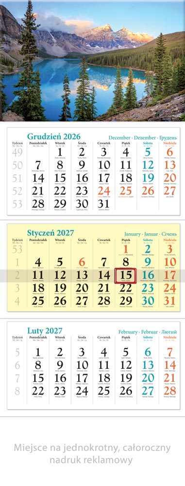 Kalendarz trójdzielny KT10 Jezioro Lucrum