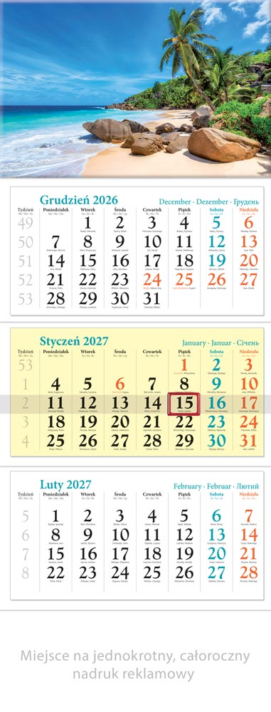 Kalendarz trójdzielny KT11 Wakacje Lucrum