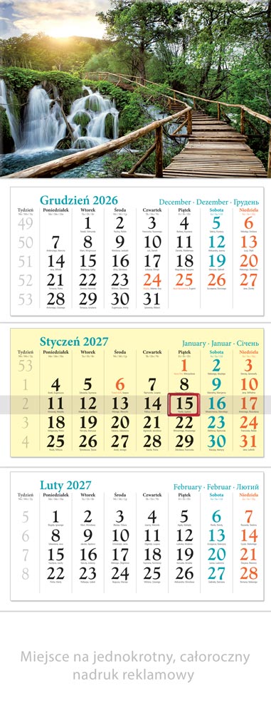 Kalendarz trójdzielny KT12 Wodospad Lucrum
