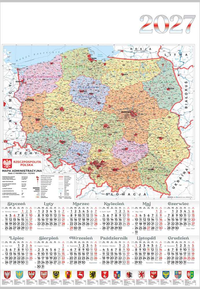 Kalendarz jednoplanszowy A1 PL15 Mapa Lucrum