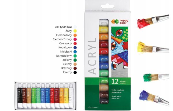 Farba akrylowa STAEDTLER 12ml Happy Color  12 kol HA 7370 0012-H12