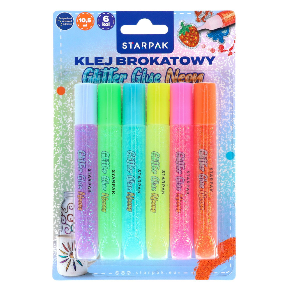 Klej brokatowy 10,5ml 6kol 578416 Starpak
