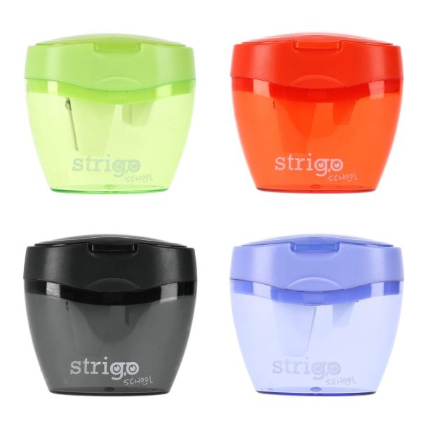 Temperówka na 3 grubości ołówków i kredek z pojemnikiem Strigo SSC386 WPC