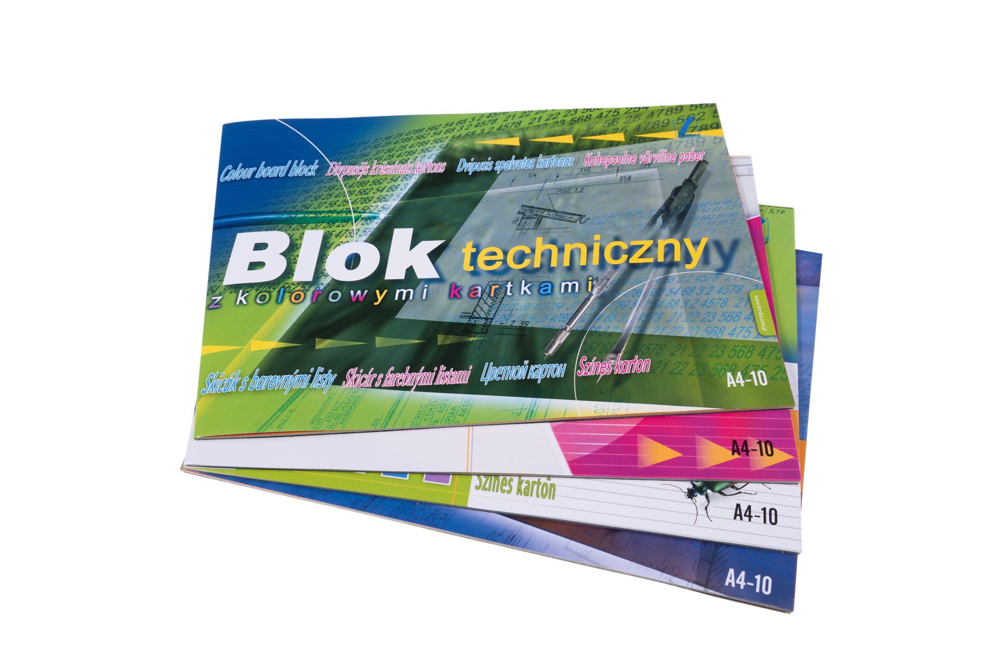 Blok techniczny A4 10k. kolorowy Kreska