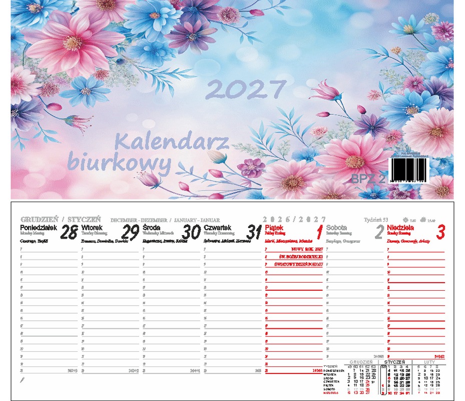 Kalendarz stojący biurkowy poziomy 130x290 Darrieus (963706) (BPZ 2 )
