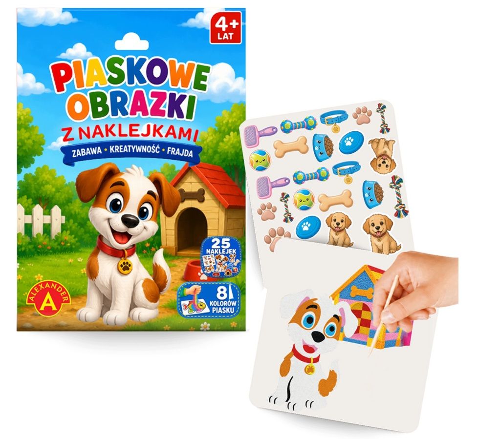 Piaskowe obrazki-malowanki z naklejkami Piesek  Alexander