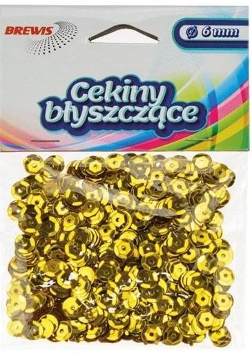 Cekiny błyszczące 6mm 10g B110 złote Brewis