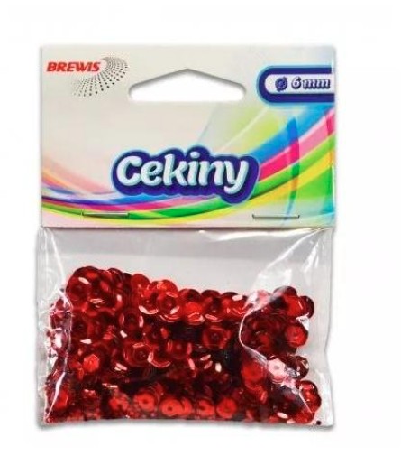 Cekiny błyszczące 6mm 10g B120 czerwone Brewis