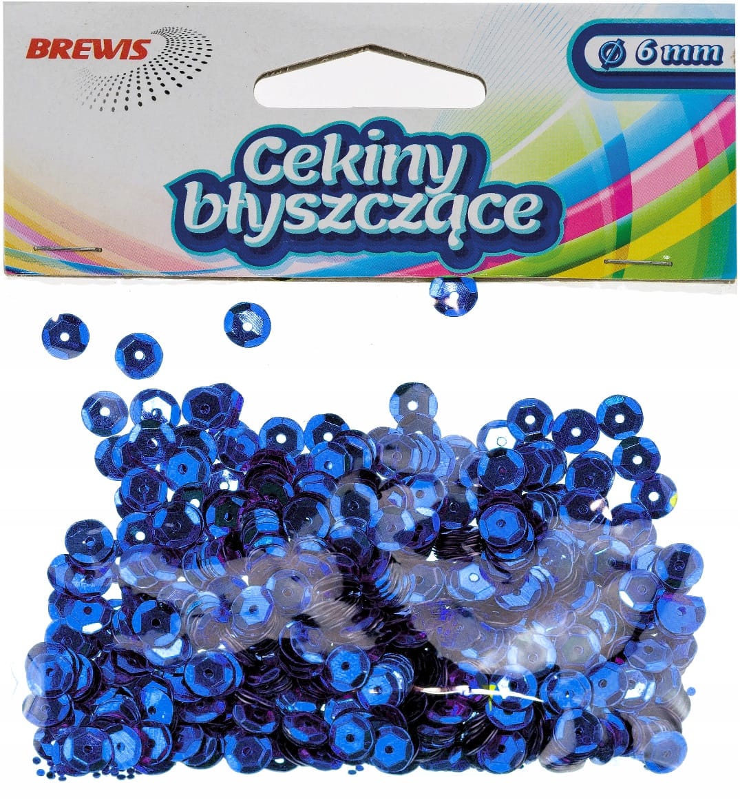 Cekiny błyszczące 6mm 10g B190 niebieskie Brewis