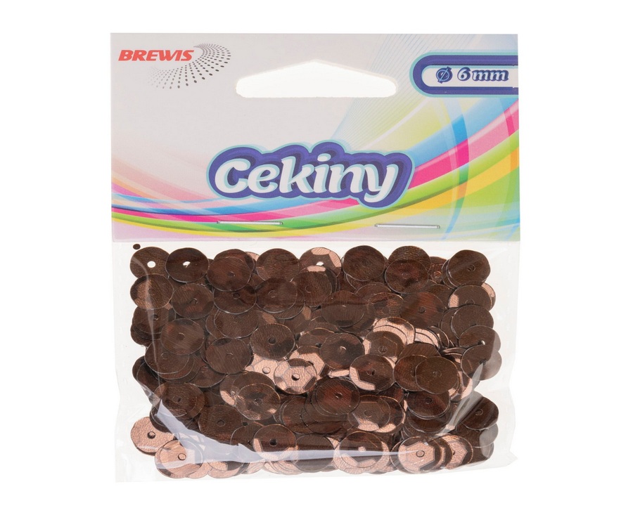 Cekiny błyszczące 6mm 10g B240 brązowe Brewis
