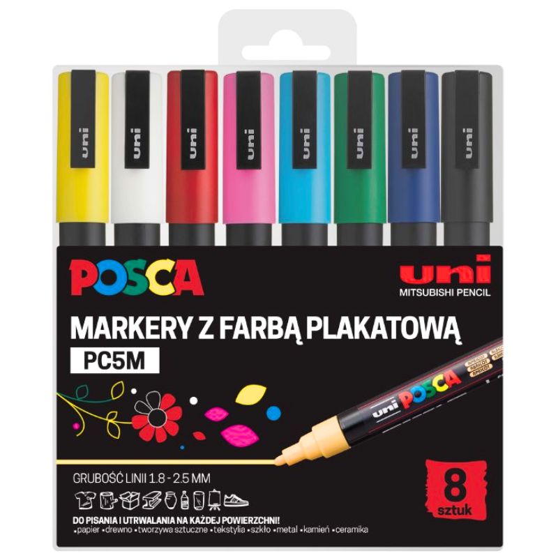 Zestaw markerów 8szt Posca PC-5M Uni