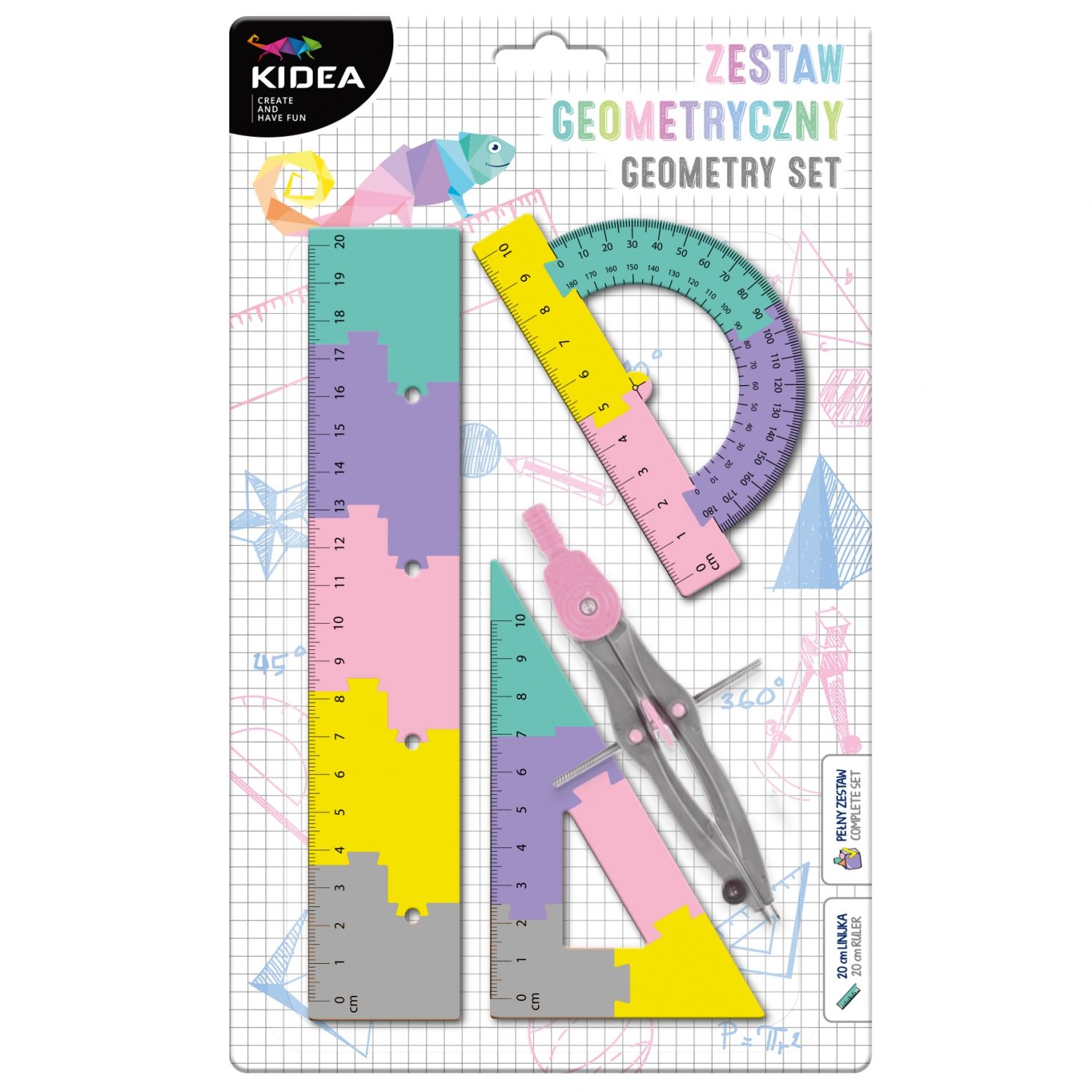 Zestaw geometryczny B Puzzle 20 cm 4 el.  KIDEA  ZGPB20CM4KA Derform
