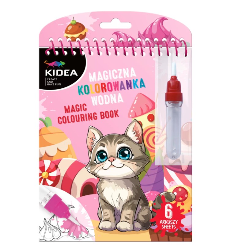 Magiczna wielorazowa kolorowanka wodna P Kotki Kidea MWKWPKA Derform