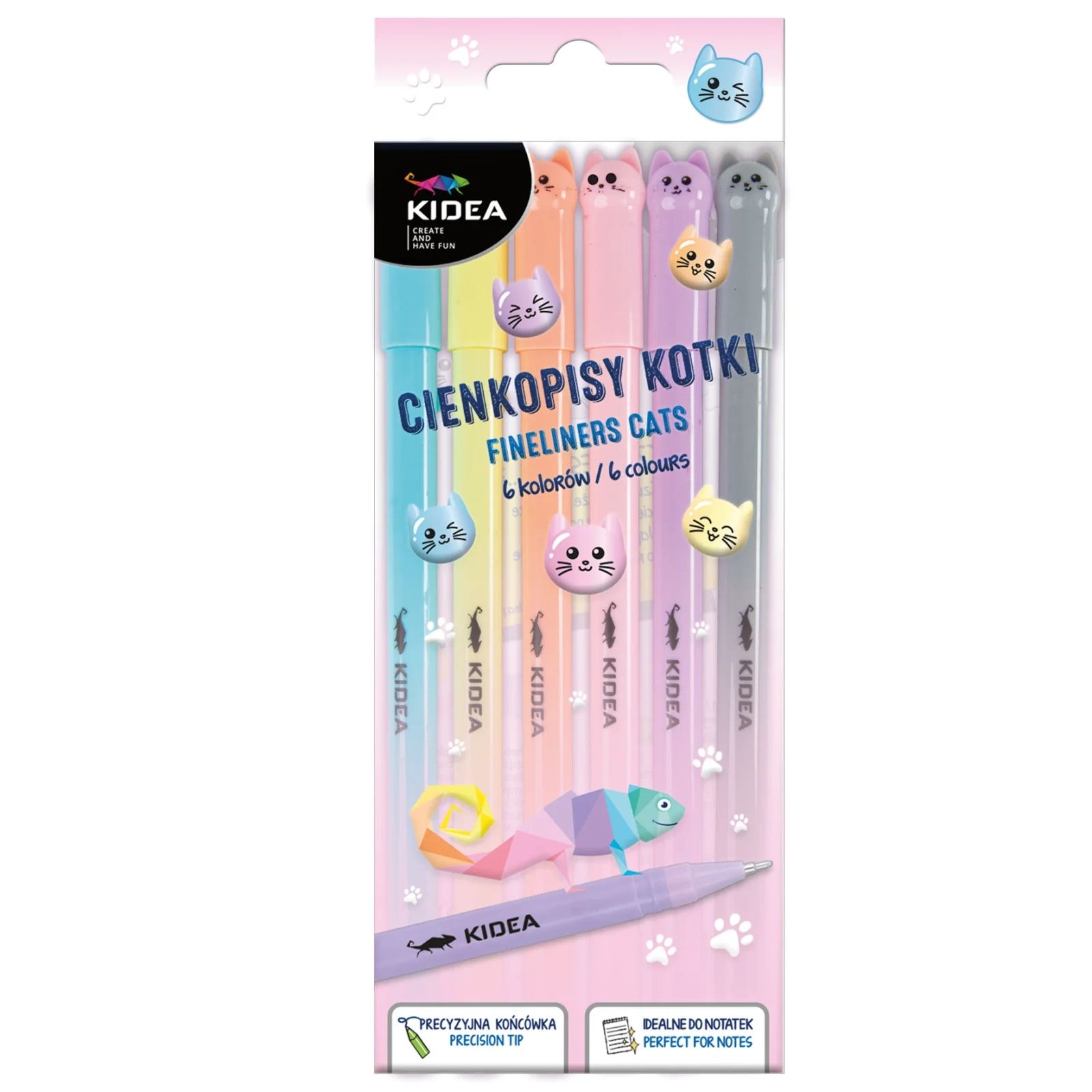 Cienkopisy 6 kolorów Kotki Kidea CIK6KA Derform