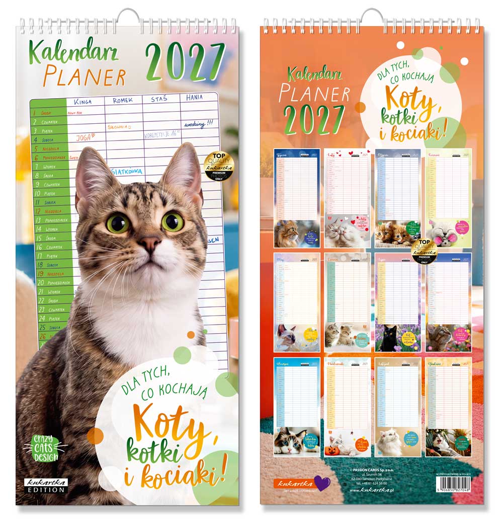 Kalendarz Planer Koty Passion Cards