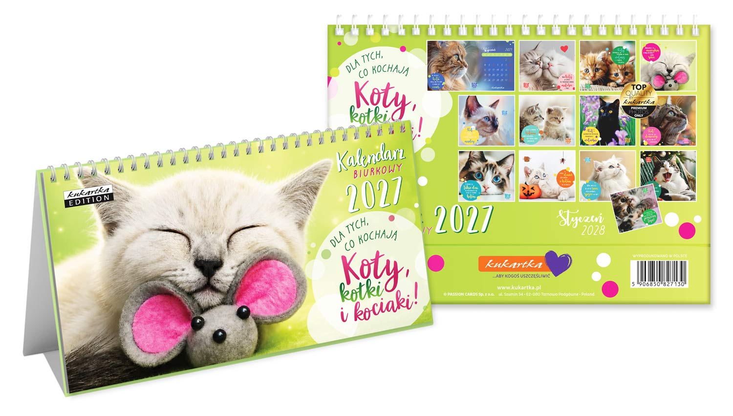 Kalendarz biurkowy Koty Passion Cards