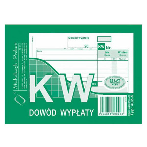 Dowód wypłaty KW MiP 402-5 A6