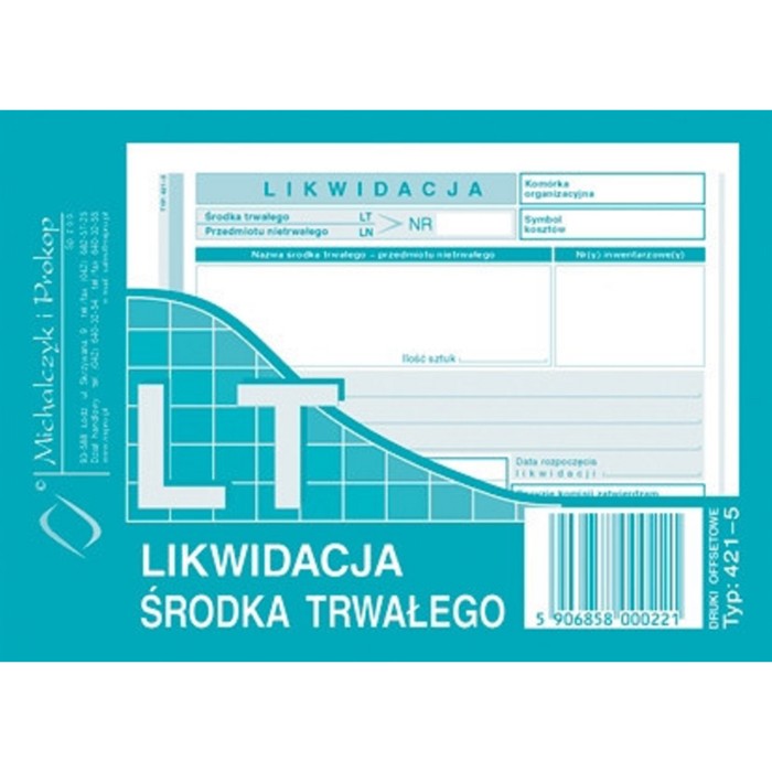 Likwidacja środka trwałego LT MiP 421-5 A6