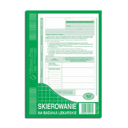 Skierowanie na badania lekarskie MiP 850-3 A5