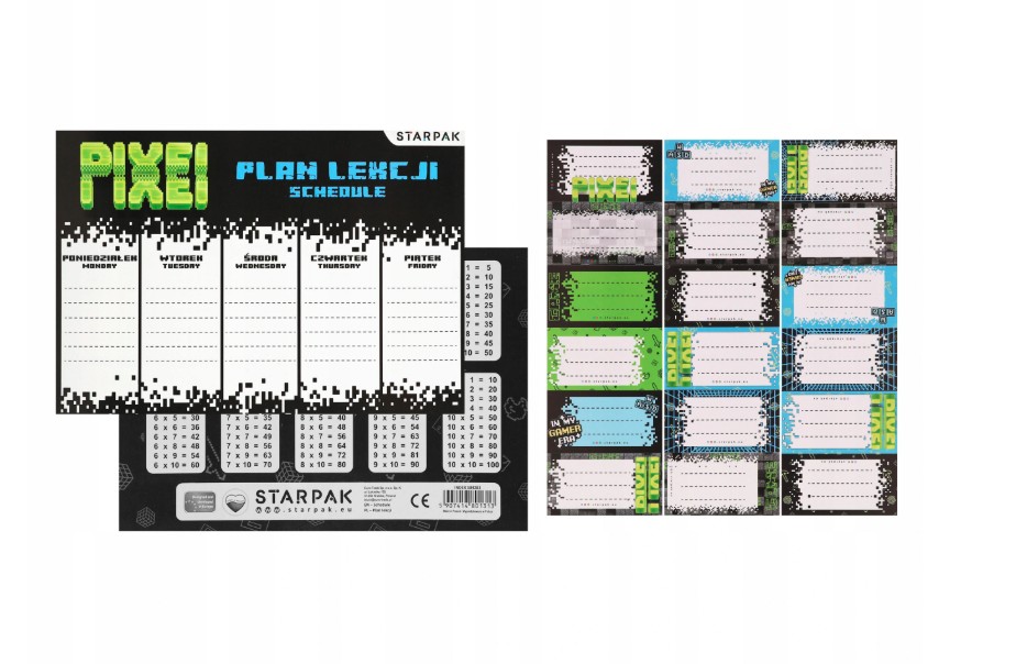 Plan lekcji A5 + naklejki na zeszyt Pixel 591762 Starpak