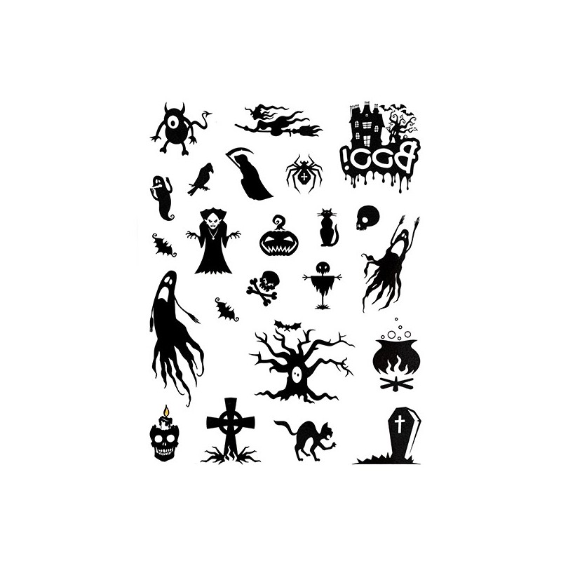 Tatuaże zmywalne Halloween biało-czarne (23szt) DPTT-001 Dalprint