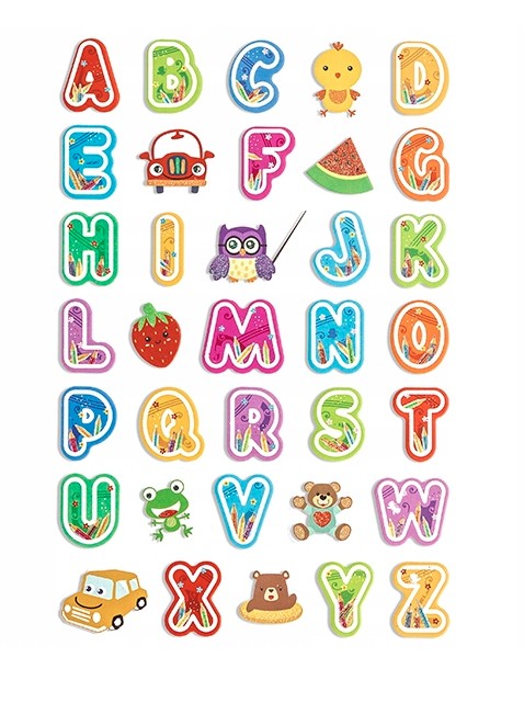 Naklejki z pianki z brokatem - Kolorowy alfabet 35szt DPNK-239 Dalprint