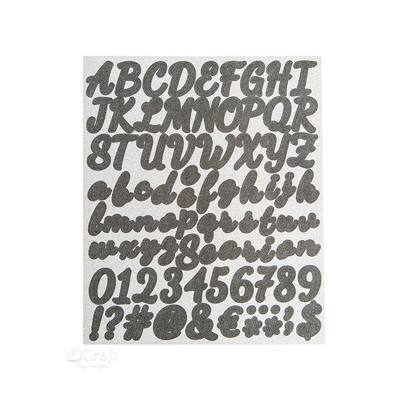 Naklejki z brokatem Litery, cyfry, znaki 83szt DPNK-240 Dalprint