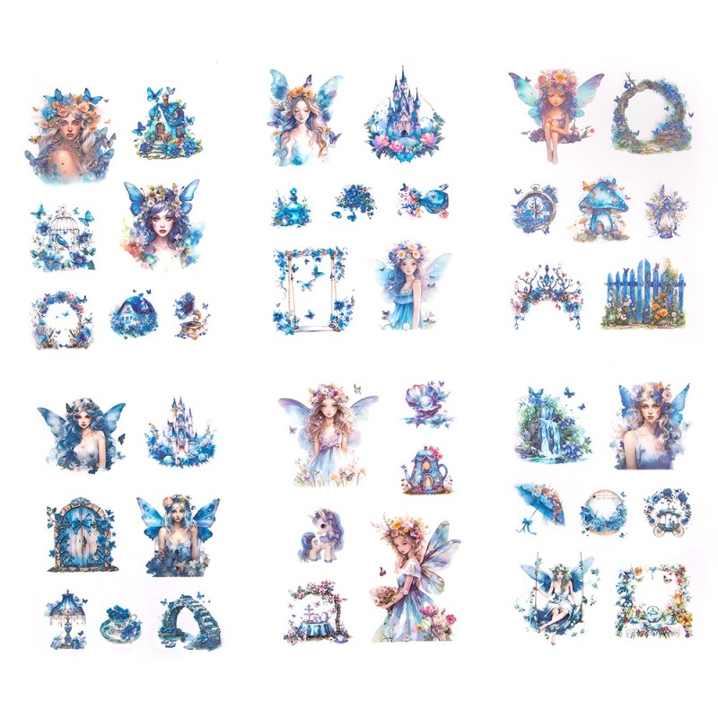 Naklejki połyskujące PET Wróżki (6 arkuszy) - Blue Stardust DPNK-252 Dalprint